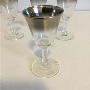 4 Vintage Silver Gilded Cordial Liqueur Glasses